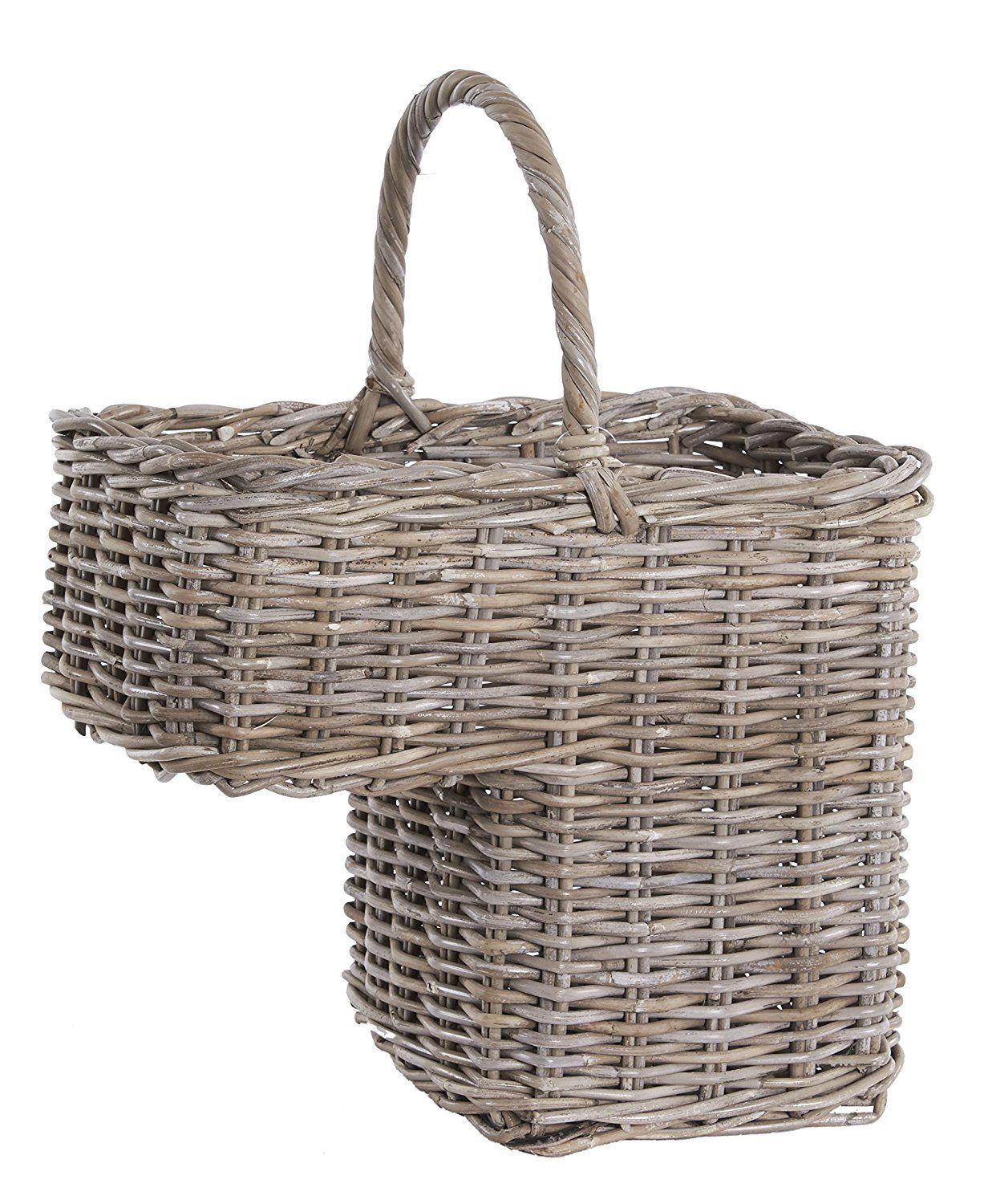 Stair Basket Grey Buff Rattan Bliss and Bloom